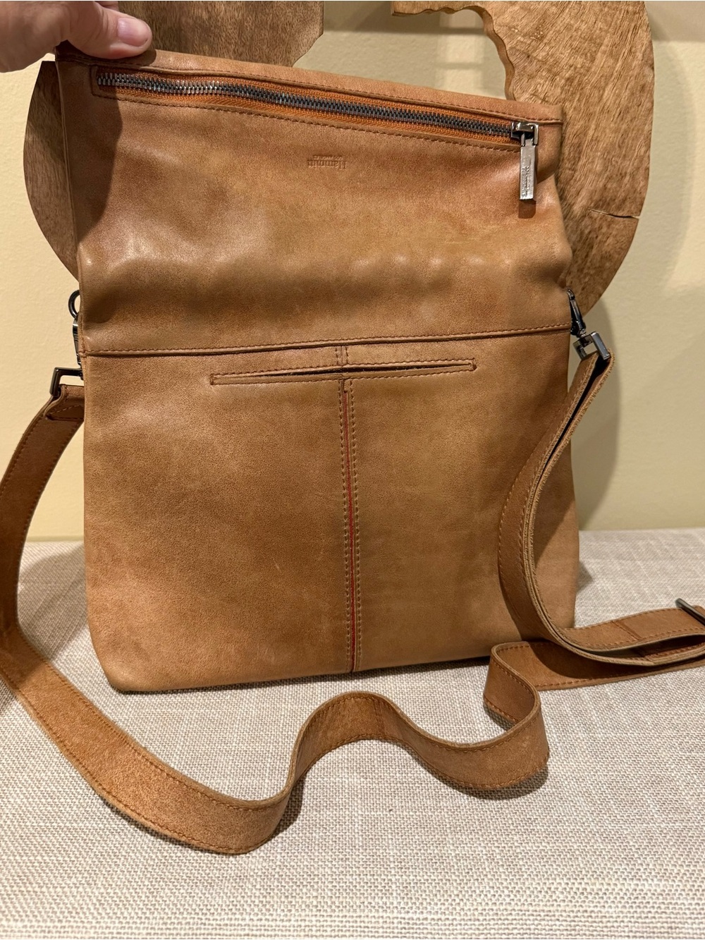Hammitt VIP Medium Foldover Leather Crossbody Bag Tan Gunmetal - Picture 3 of 13